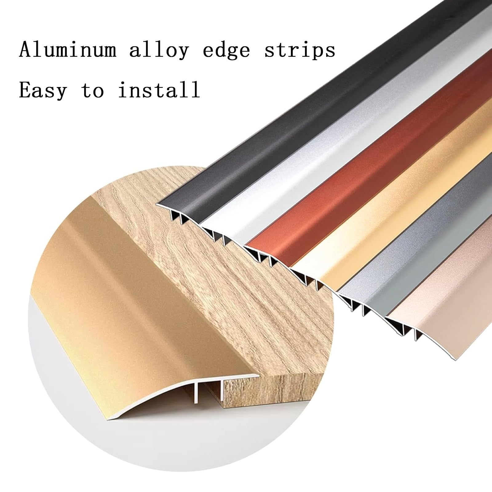 3pcs Perfil Forma F Universal para Uniones De Madera, Parquet, Tarima, Mármol Y Azulejo, Listón De Transición Tira De Borde De Umbral, Desnivel Rango De Altura del Umbral: 0.8-1.5cm(Noir)