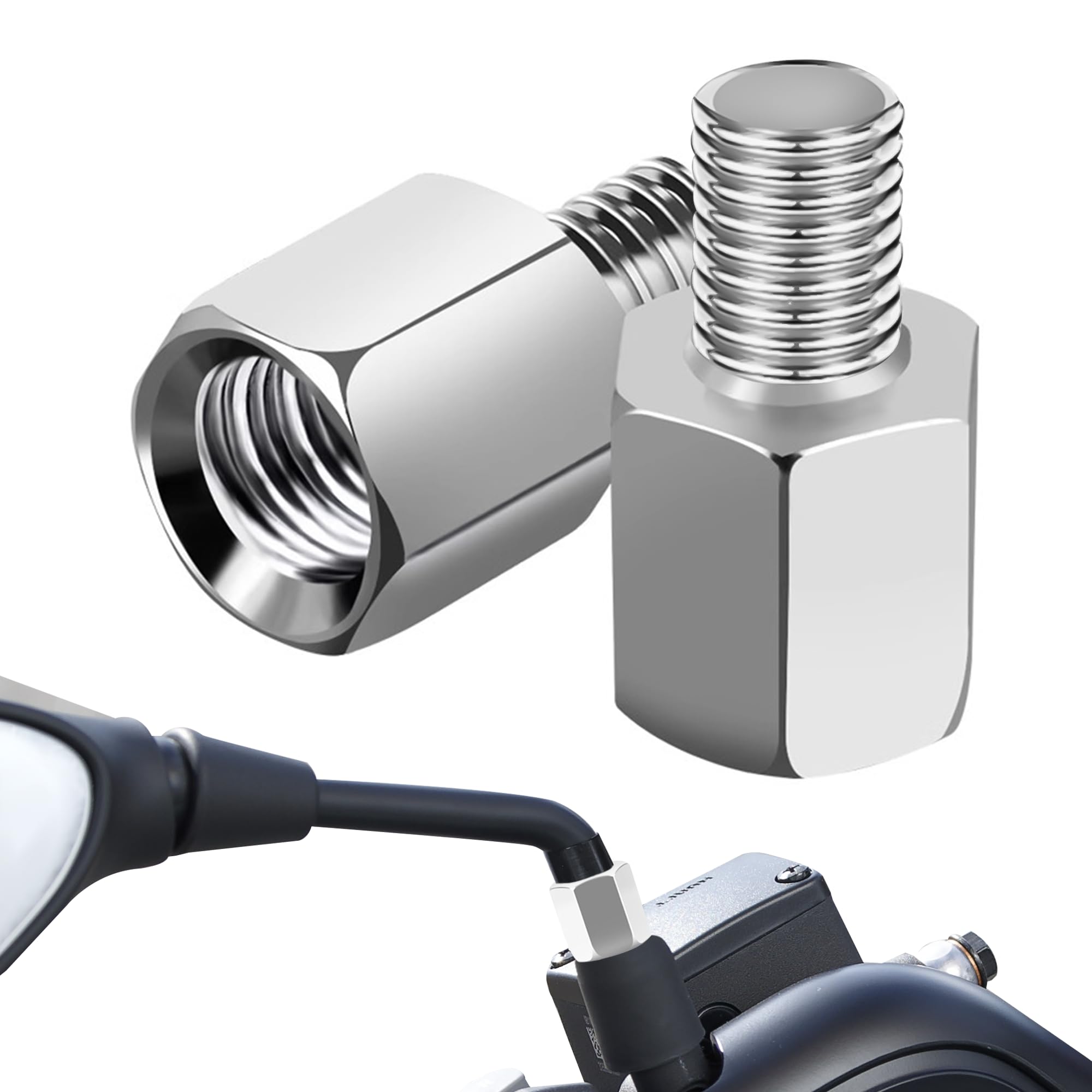 Tunejoy Adattatore per Specchietto Retrovisore Moto M10 a M8 Filettatura Destra Viti per Estensore per Specchietto Retrovisore per Motorini e Scooter Argento 2 Pezzi