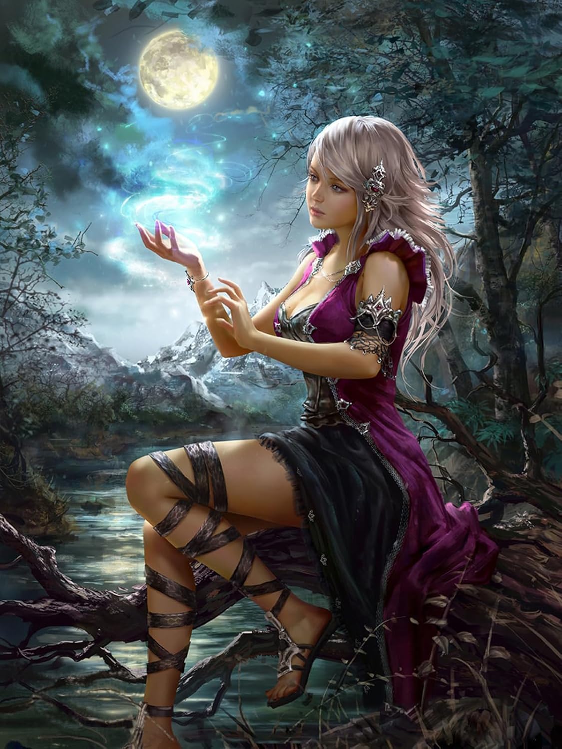 1000 Pieces Jigsaw Puzzle for Adults,Fairytale Magic Girl Wood Jigsaw Puzzle,Brain challenge educational game relaxation pastime entertainment activity decorative puzzle SIZE:29.5X19.7IN