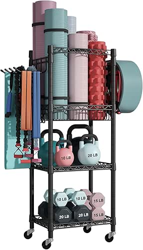 FUTASSI Home Gym Storage, 3 Tiers Workout Equipment Organizer with