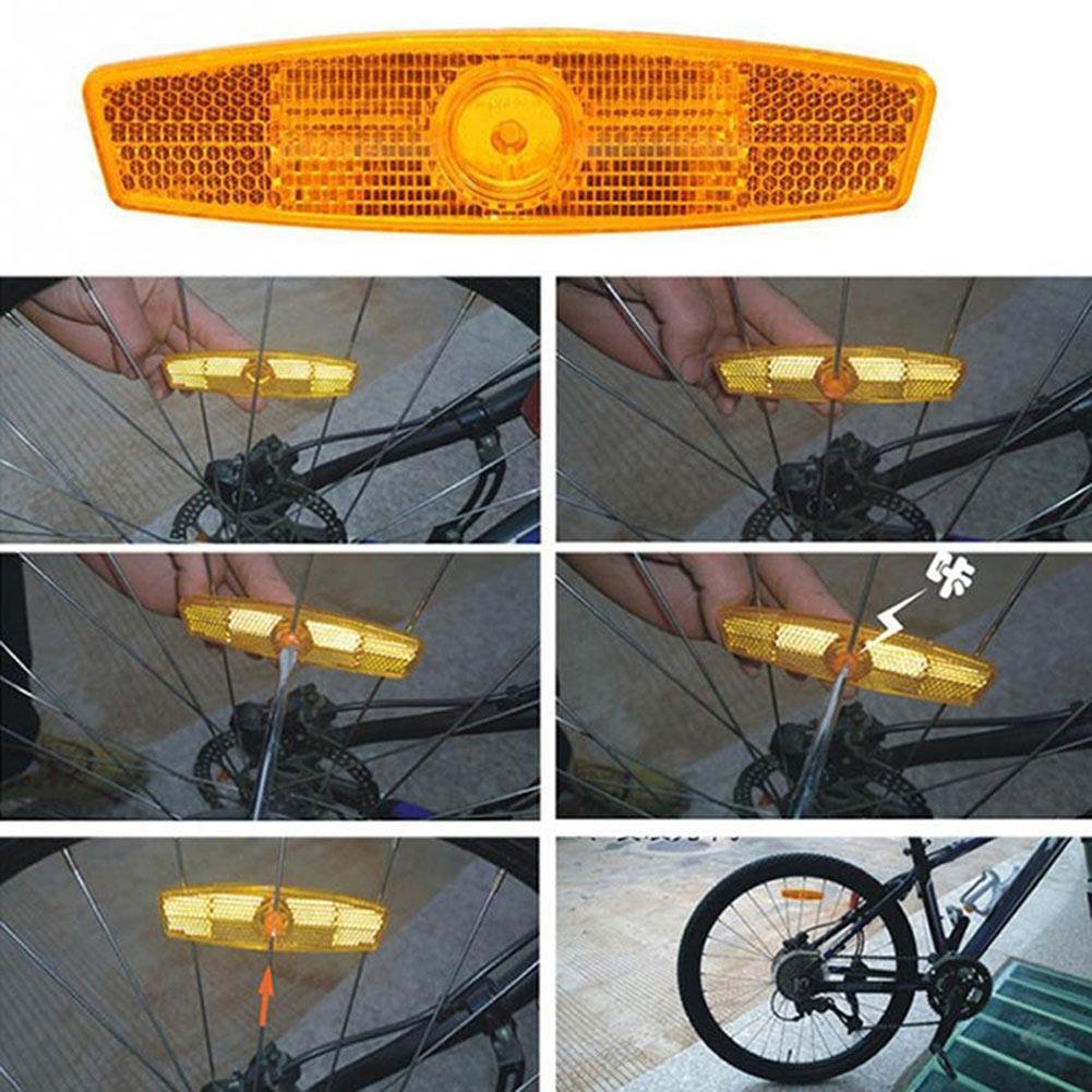 ADHG 4 Pcs Jaune Montagne Vélo Roue Bandes Réfléchissantes Vélo Route Réflecteurs Vélo Sûr Feux D'avertissement Roue Lumières Vélo Décoration