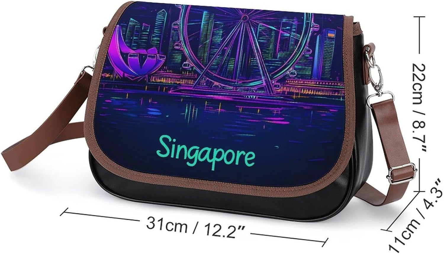 Singapore City Women's Shoulder Handbags Cute PU Leather Purse Crossbody Messenger Bags