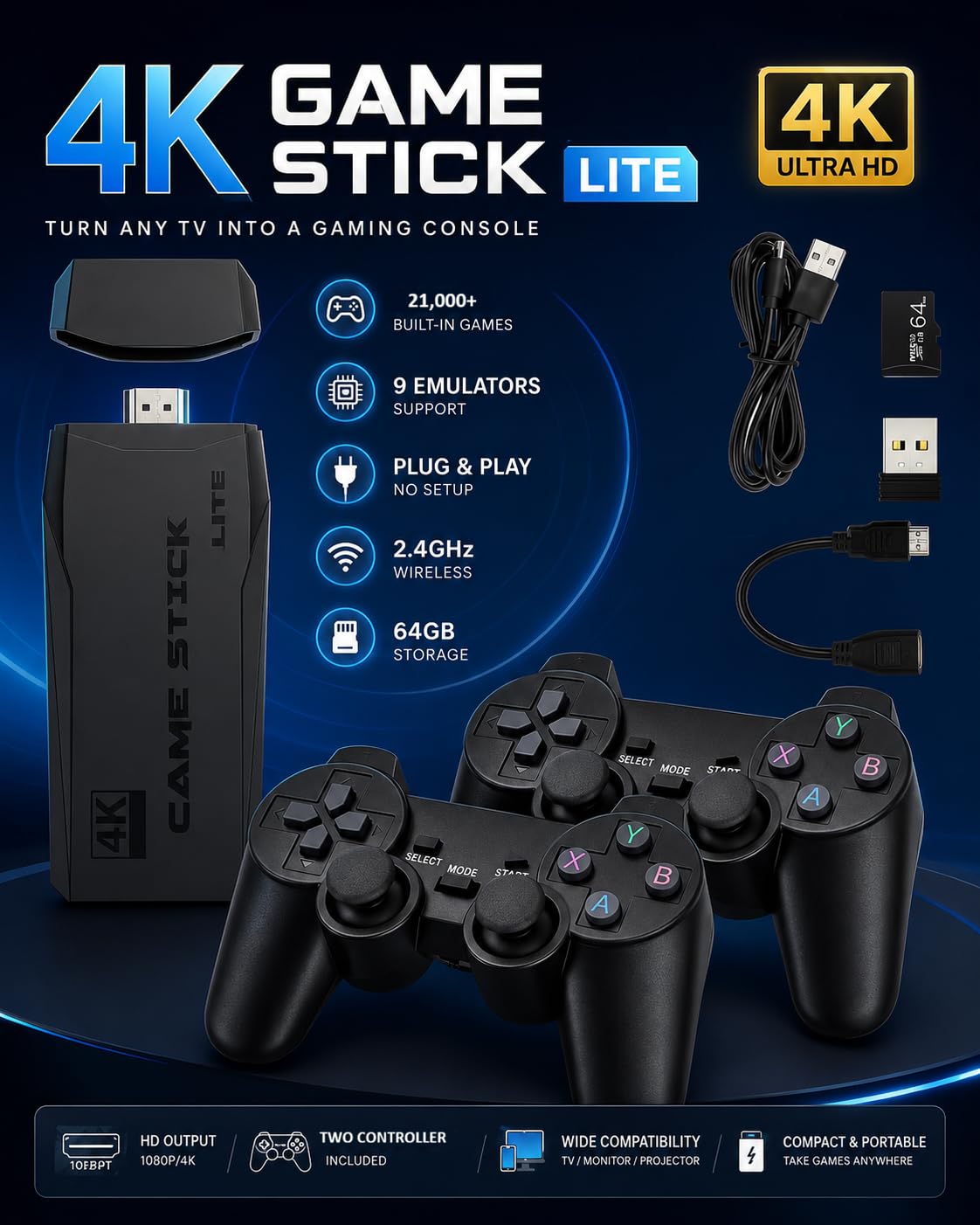 M8 Wireless TV Game Console - 21,000+ Classic Games -7