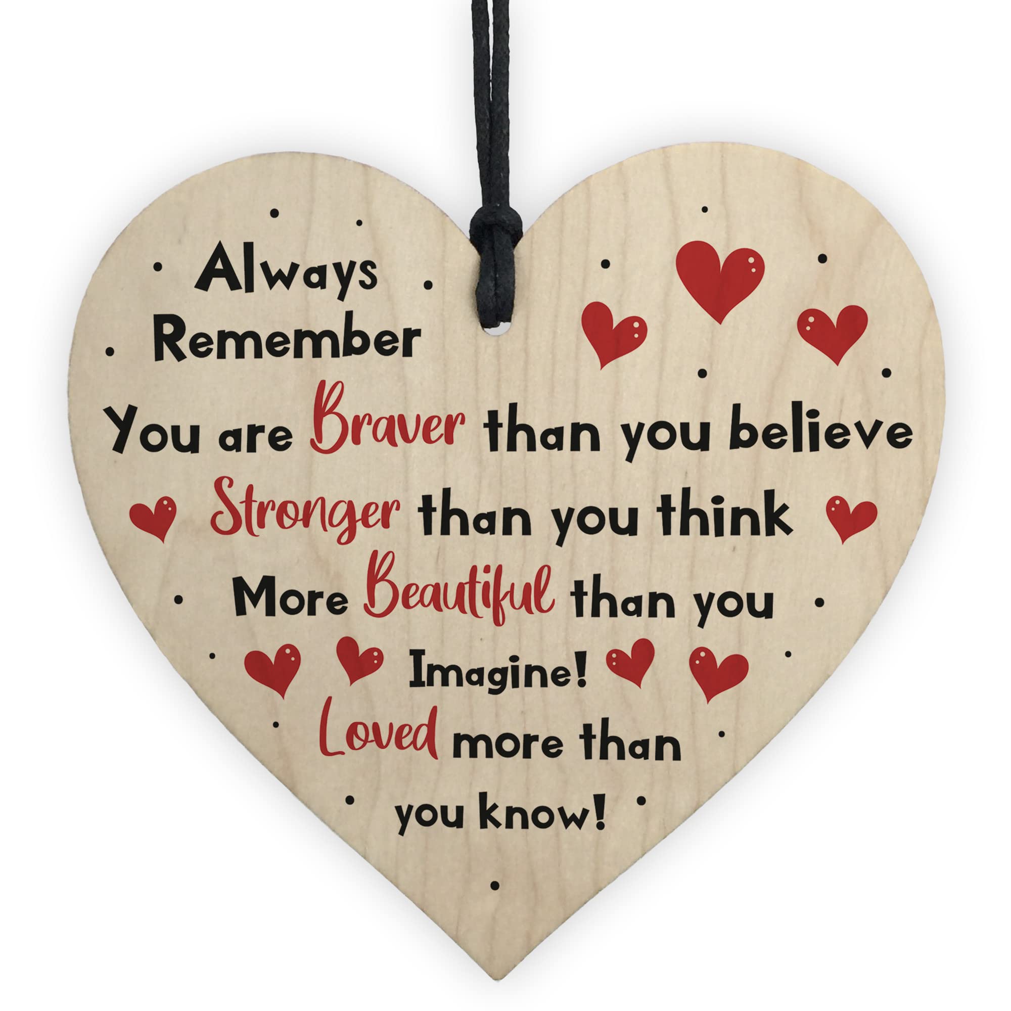 Red Ocean Handmade Wooden Hanging Heart Plaque Gift for Someone Special Inspirational Gift For A Friend or Self Motivational Treat