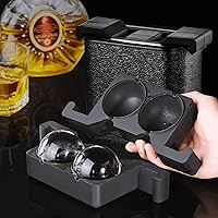 Vista 2 de Bangp Máquina de cubitos de hielo transparente, molde para hacer bolas de hielo de 2.4 pulgadas para whisky y cócteles, moldes de bolas de hielo