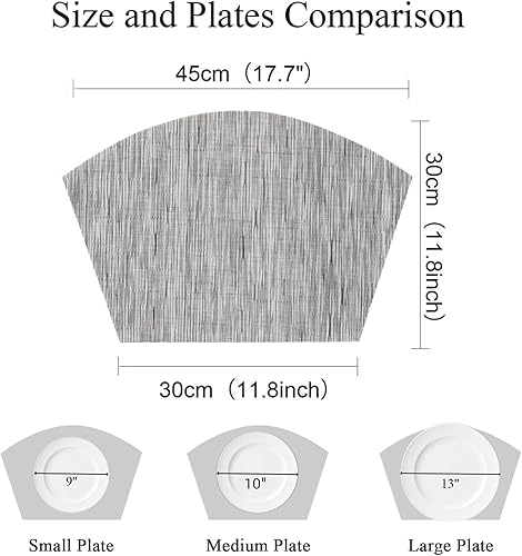 Miniatura 5 de SHACOS - Juego de 4 manteles individuales para mesa redonda pequeña, manteles individuales con forma de cuña, resistentes al calor, de vinilo