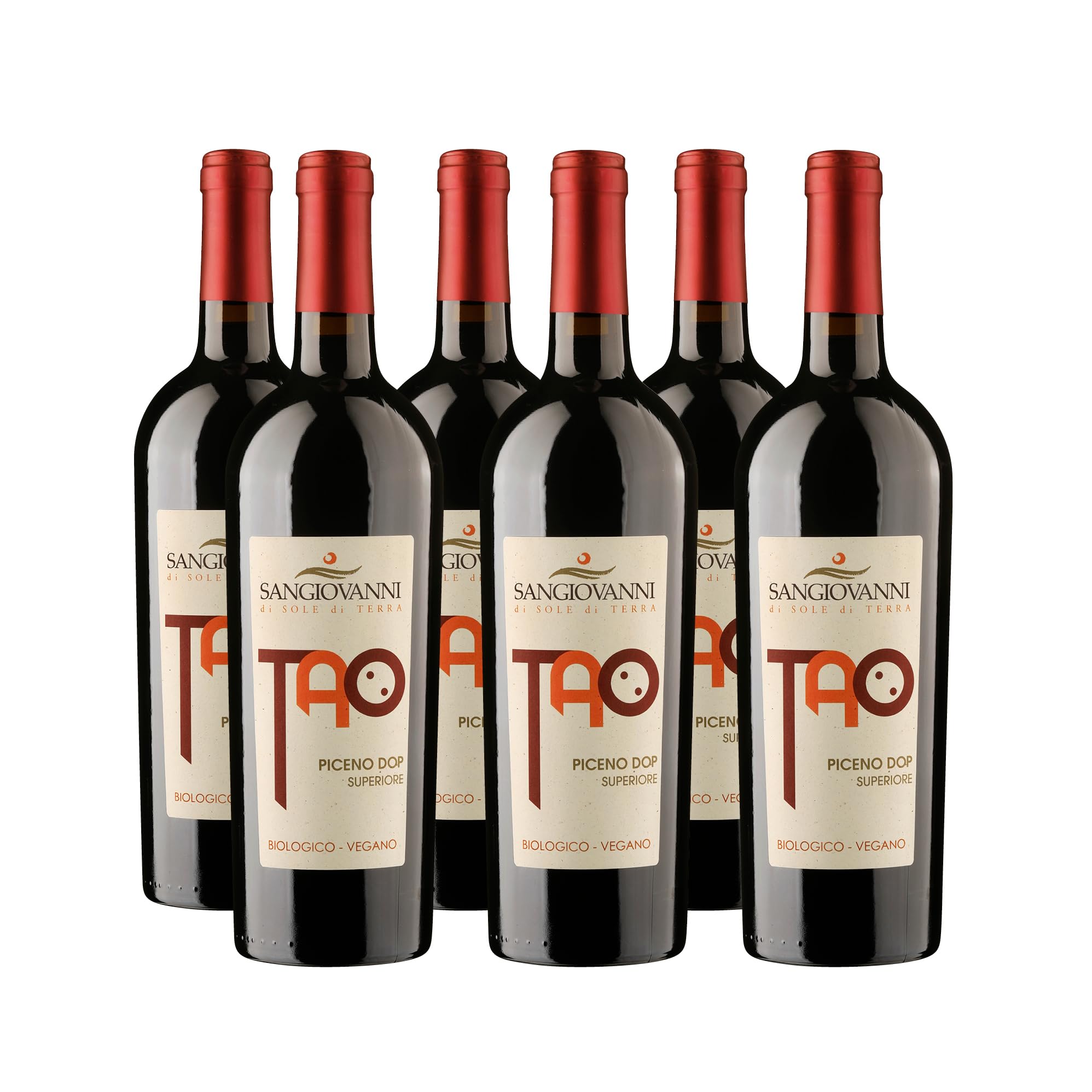 DELINAT Tao Piceno 2021 – Italienischer Bio-Rotwein trocken aus den Marchen | Premium Cuvée aus Montepulciano und Sangiovese - Veganer Qualitätswein aus Holzfass-Ausbau 6 x 0,75l