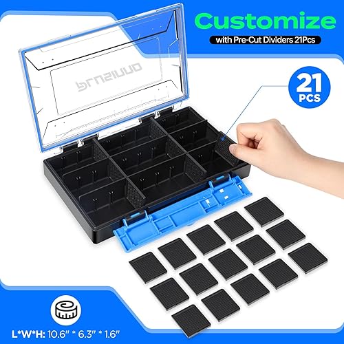 Miniatura 6 de PLUSINNO Organizador de Caja de Aparejos, Paquetes de 1/2, Bandejas de Aparejos Impermeables, Caja de Aparejos de Pesca con Divisores Removibles,