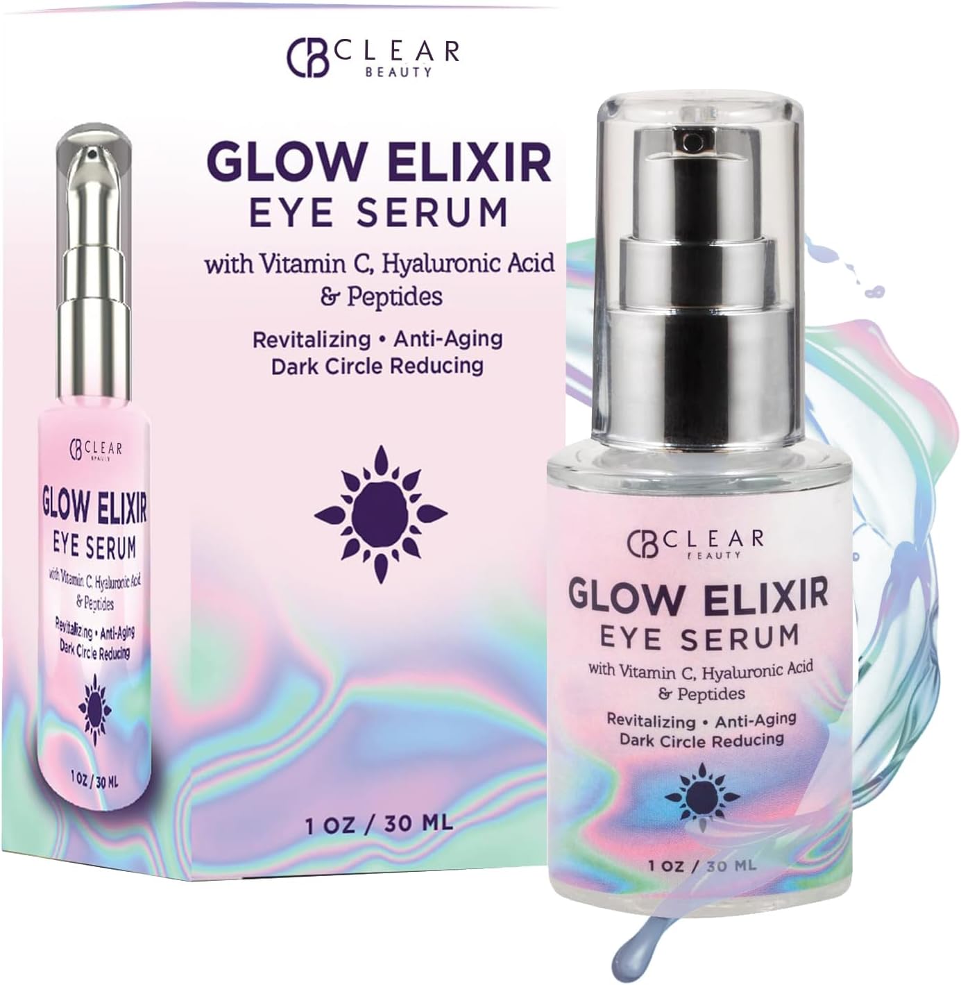 Clear Beauty Vitamin C & Hyaluronic Acid Under Eye Serum – Dermatologist Tested, Reduces Eye Bags, Puffiness, Dark Circles & Wrinkles, Clean Beauty, Cruelty-Free Korean Skin Care – All Skin Types