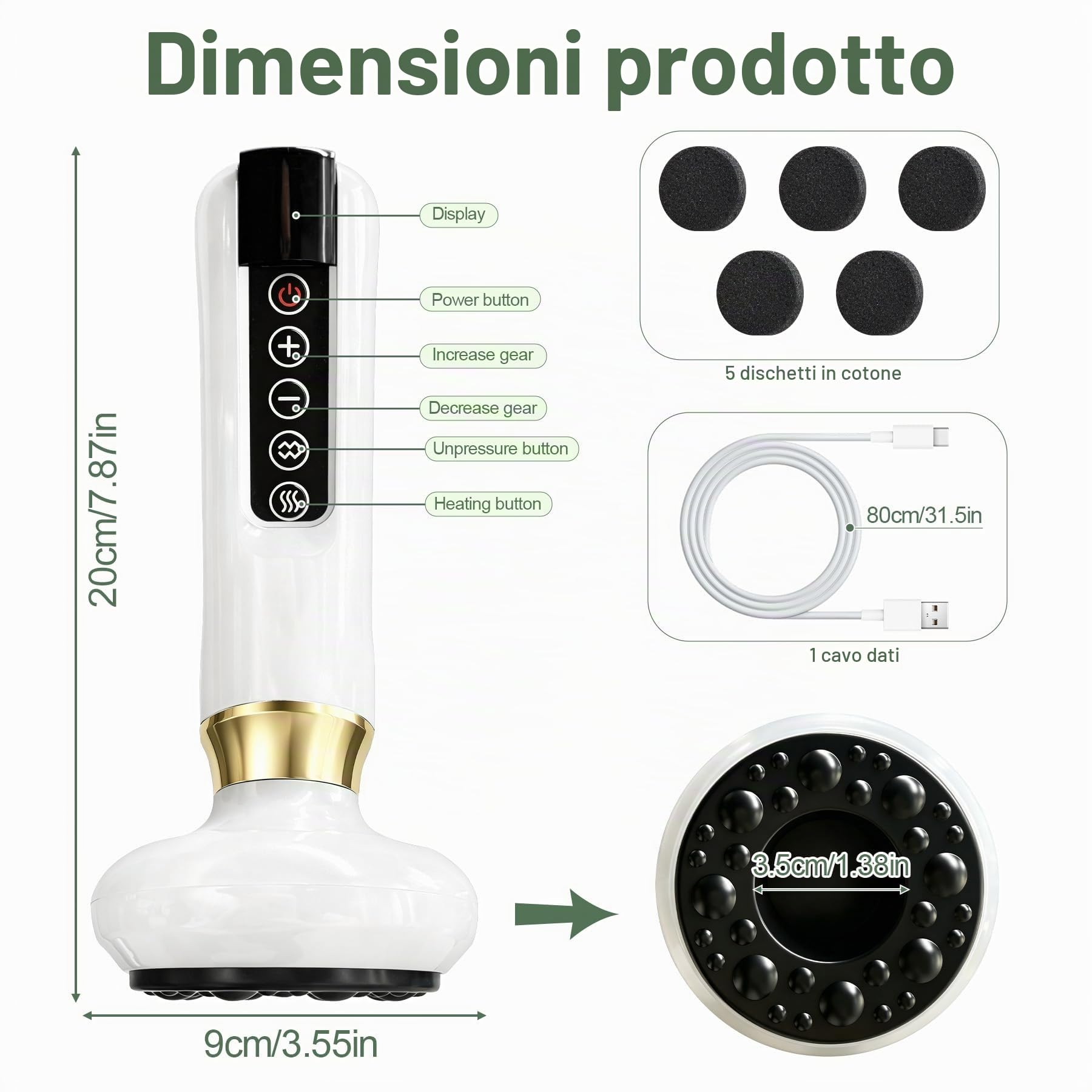 TZEKING Massaggiatore Elettrico a Coppettazione,4 Modalità Apparecchio di Gua Sha,Raschietto elettrico,Massaggio corpo Intero,Coppettazione