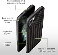 Vista 9 de Carveit Funda de madera para iPhone 11 Pro Max [madera real dura y TPU suave negro] a prueba de golpes, protector de teléfono de madera único