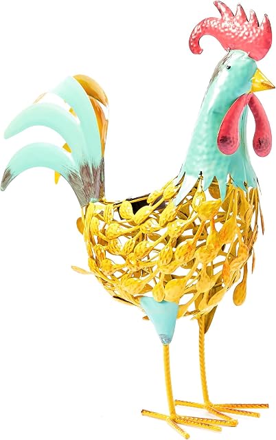 HH Home Hut Solar Powered Metal Silhouette Cockerel Chicken Hen Garden ornament Lighting