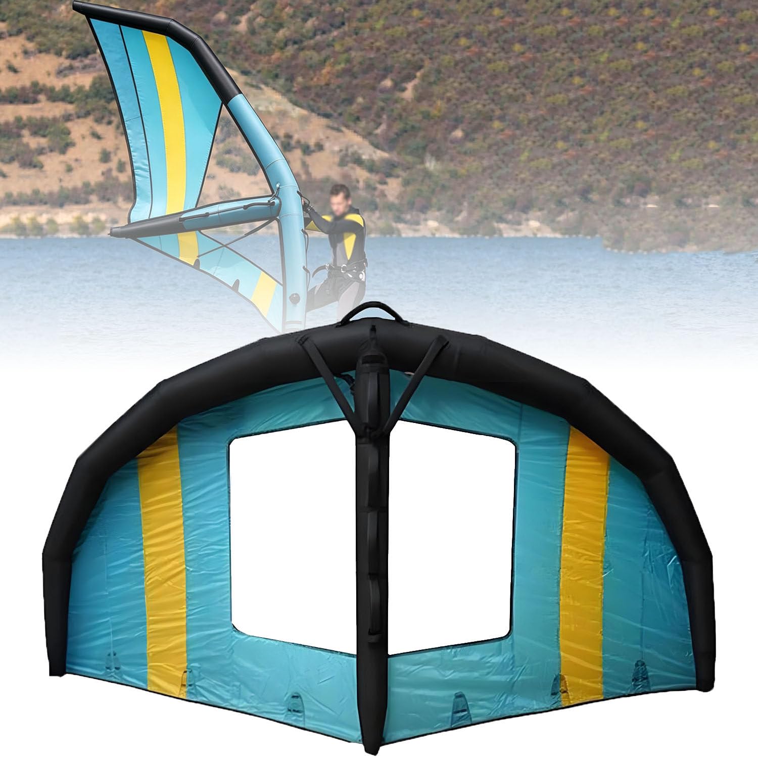 Aufblasbarer Wind-Wing für Outdoor-Sportarten (4 m², 5 m², 6 m²) 5㎡ | Aufblasbarer Windsurf-Wing, Hand-Wing für Hydrofoil-Boards, Wassersurfen und Schneesport