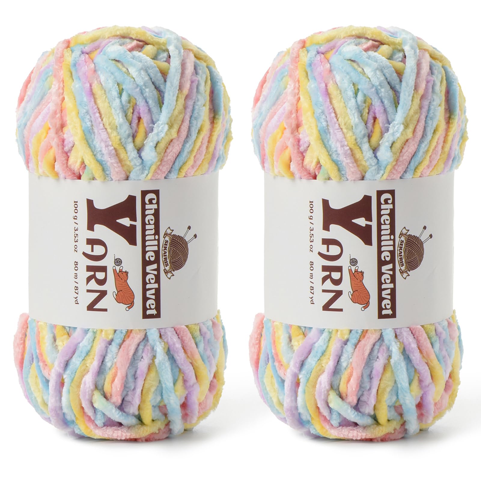Chenille Crochet Macaron Yarn 2 Pack