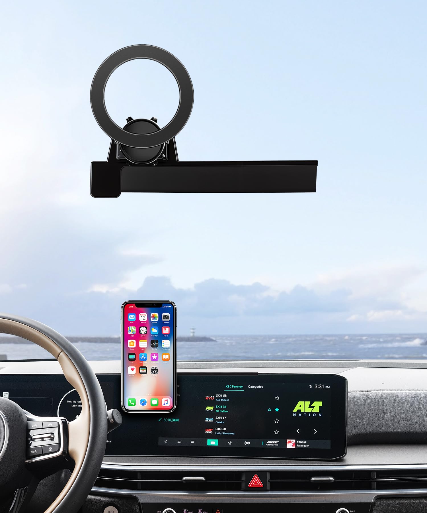 Supporto per telefono da auto per Kia Sorento 2024 2025 2026 Accessori, schermo da 12,3 pollici | Magsafe - Supporto magnetico per cellulare, compatibile con iPhone, 3D, stabile, per cruscotto e navigatore GPS