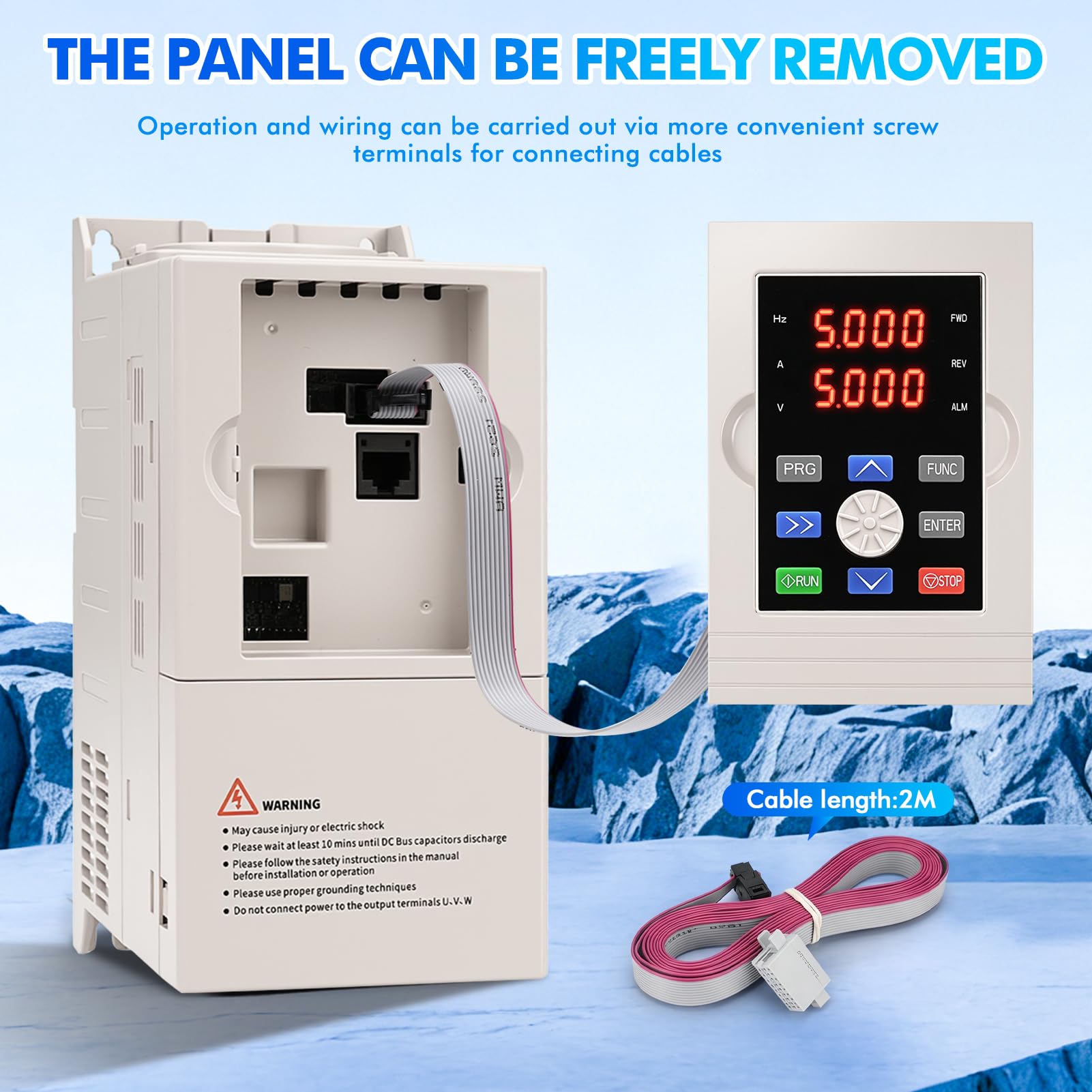 Inverter per Motori Trifase 2.2kW Variatore di Frequenza 220V Ingresso monofase Uscita trifase Inverter di Frequenza CNC Trifase Trasformatore con vassoio+cavo di prolunga da 2m JLS-DF-2S-2.2GB 2.2KW