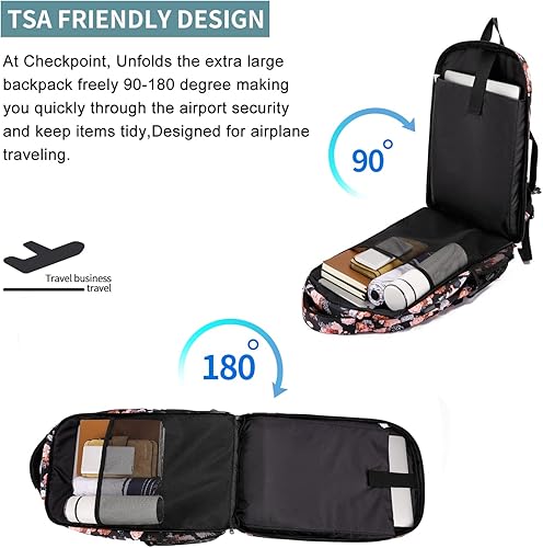 Miniatura 7 de HILUSEN Mochila de almuerzo para mujer, lonchera térmica aislada, mochila de trabajo extra grande con puerto de carga USB, mochila de viaje para