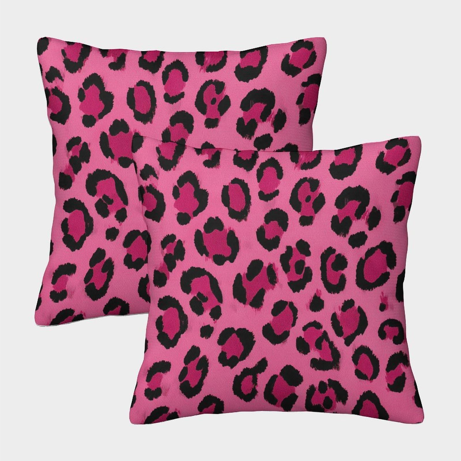 Felasbuid Style-16 Leopardpattern—Vibrantpinkstyle Pillow Covers 2 Pack Cozy Pillowcases Available All Seasons Cushion Covers With Zipper Decor Couch Living Room 45X45cm