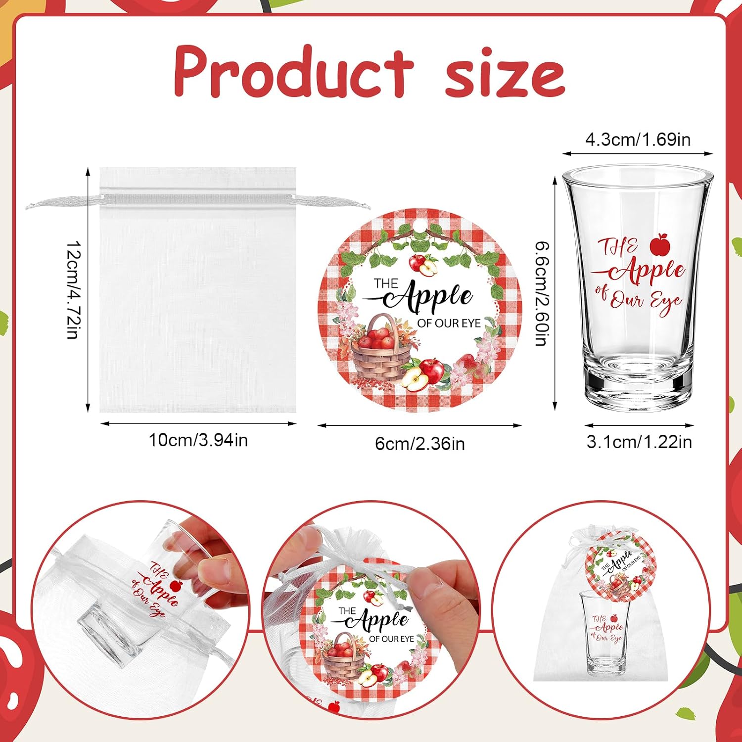 25 Sets The Apple Of Our Eye Shot Glasses Fall Autumn Apple Shot Glasses