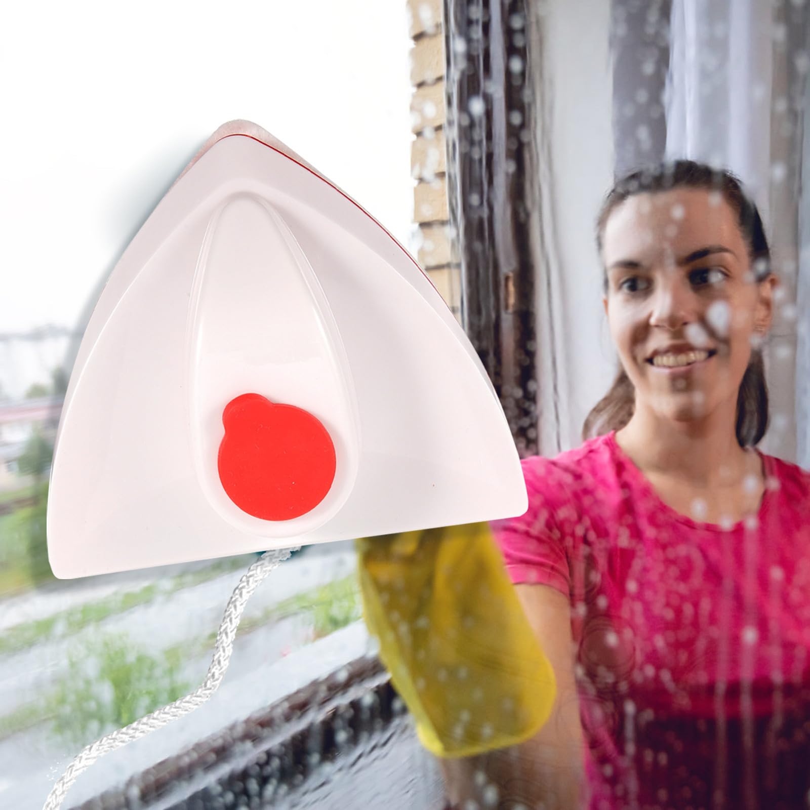 SEWACC Limpiacristales Magnético de Doble Cara Diseño Triangular para Limpieza de Esquinas, Material Abs y Imán, Adecuado para Ventanas de Dormitorio y Mamparas de Ducha Hogar