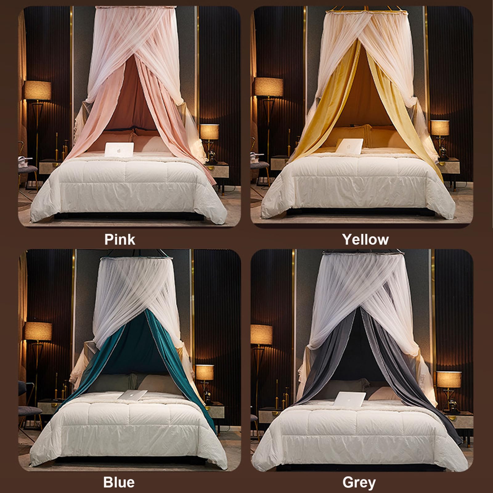 Moskitonetz Bett für Doppelbett Einzelbett, Insektenschutz für Babybett Kinderzimmer mit Klebehaken Schrauben Groß Hängend Himmelbett Vorhänge Mückennetz Travel für Reise und Zuhause (Rosa)