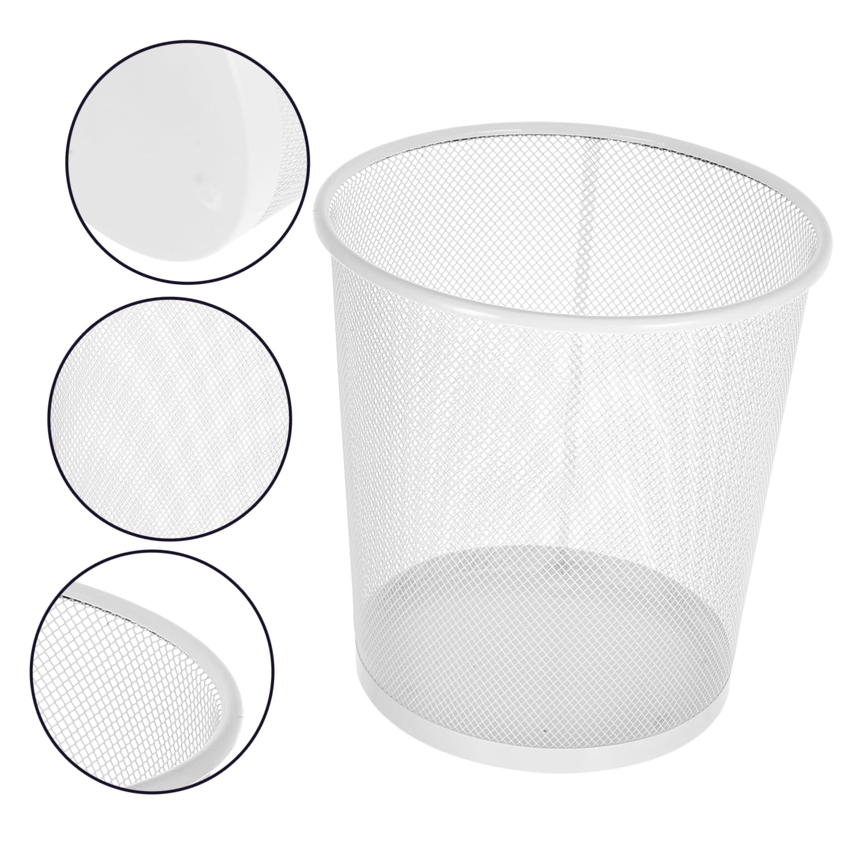 LABRIMP Cestino Gettacarte Rotondo in Ferro a Rete Fine Bianco | Capacità Ampia, Uso Versatile in Ufficio e Soggiorno, Design Semplice ed Elegante