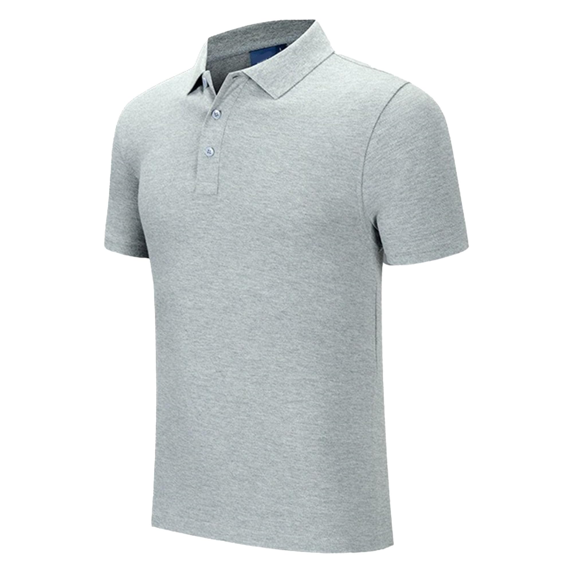 Men Paul Collar Short Sleeve Polo Shirt Simple Elegant Slim Fit Business T Shirts Summer Classic Comfy Pullover Top (Grey,Large)