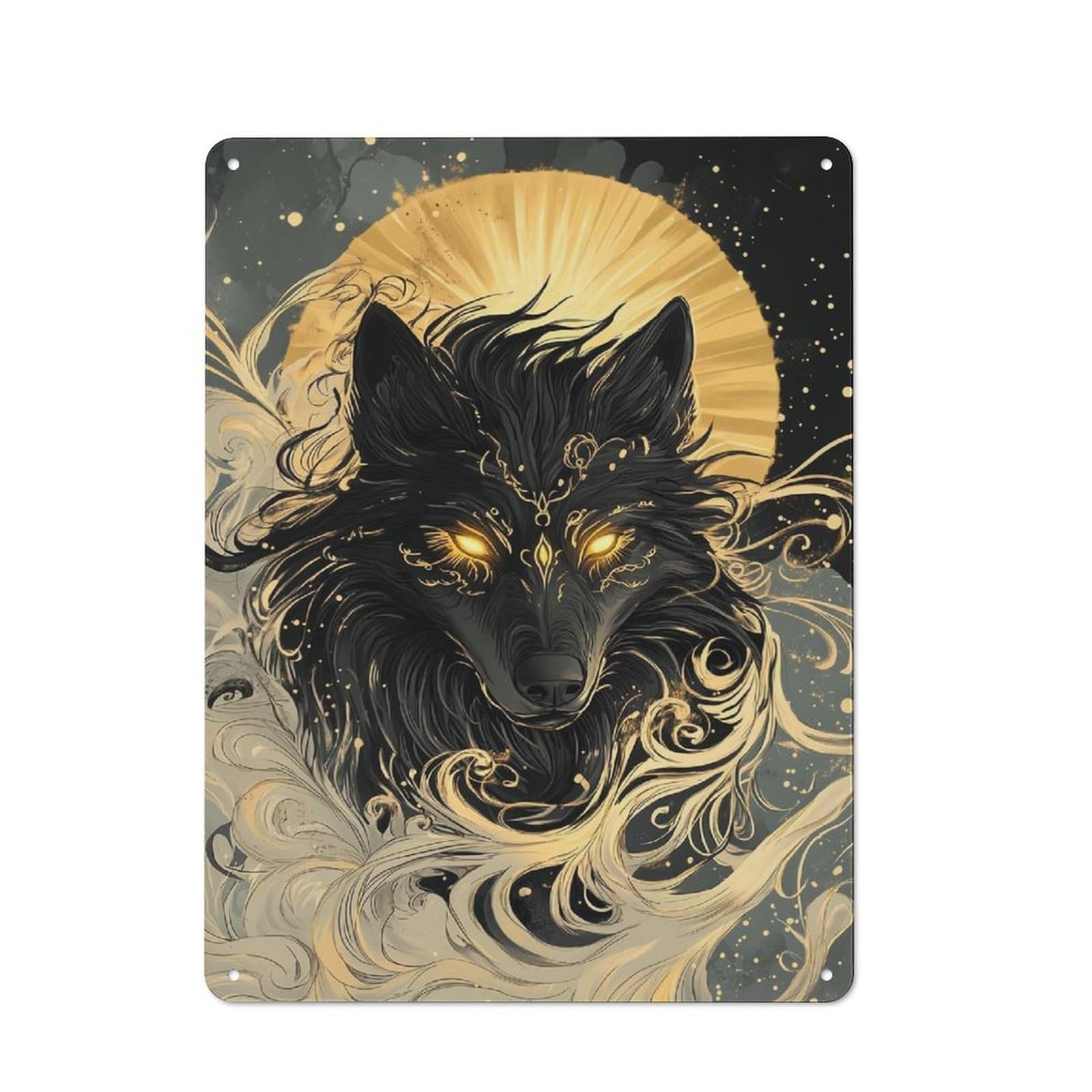 Junmoney Style-21 The Golden-Eyed Guardian Vintage Metal Sign 40X30cm For Hobby Room Or Studio, Housewarming Present For People Styling Hobby Room And Studio