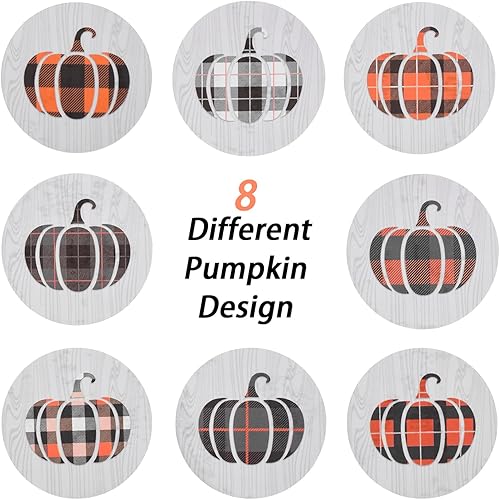 Miniatura 3 de 800 calcomanías de calabaza de Acción de Gracias, rollo de 8 estilos a cuadros con patrones de calabaza, calcomanías de calabaza para Halloween,