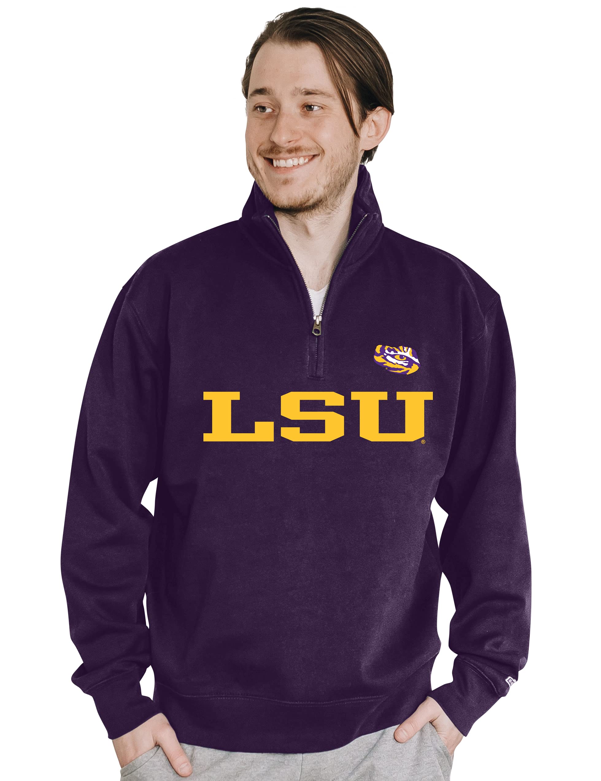 Blue 84 Men's LSU Tigers Quarter Zip Sweatshirt Team Color, Team Color, Large