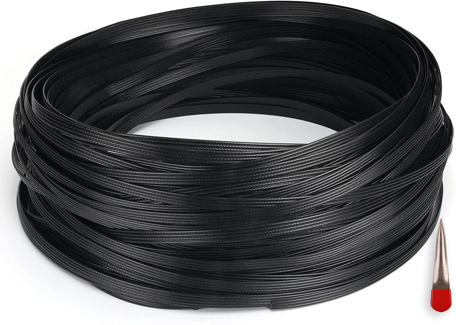 Odsk Four Lines Black Rattan Furniture Fixing Kit (Contains Weaving Tool), Wicker Repair Material, Flat Plastic Woven Material For Installing Rattan Furniture And Garden Chair Basket -70M (220 Ft)