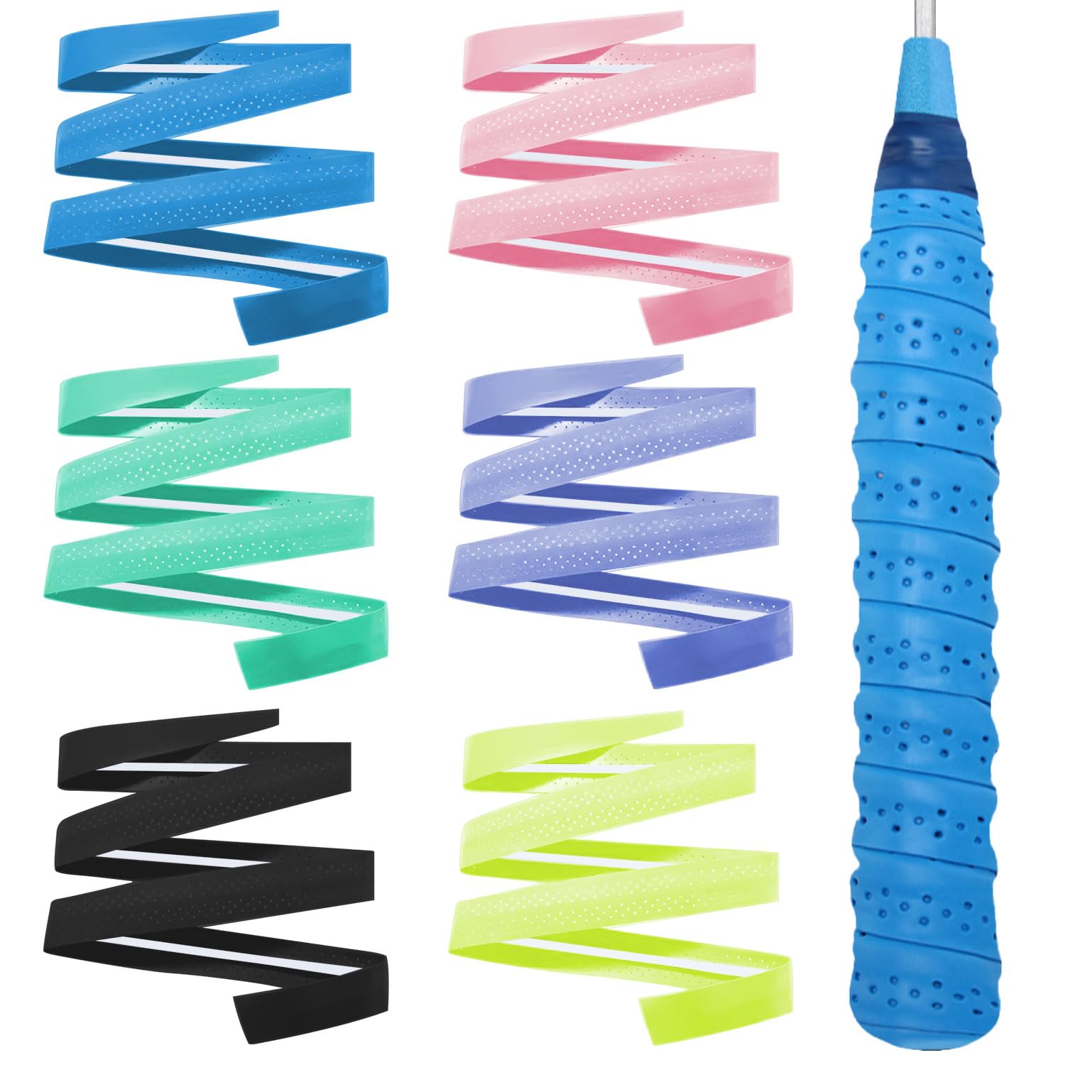 BendJoy® 6 Rolls Badminton Racket Grip Tape Multicolor Anti Slip Perforated Tennis Badminton Racket Grip Tape for Racket Sports Pickleball Racket Tennis Racket (B0DD7HQNFW) Amazon Price History, Amazon Price Tracker