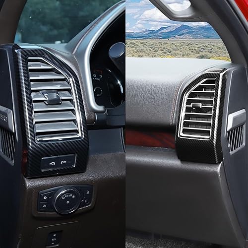 2 unidsset de cubierta de ventilación de aire acondicionado para Ford F150 2015 2016 2017 2018 2019 2020 Accesorios interiores (fibra de carbono)