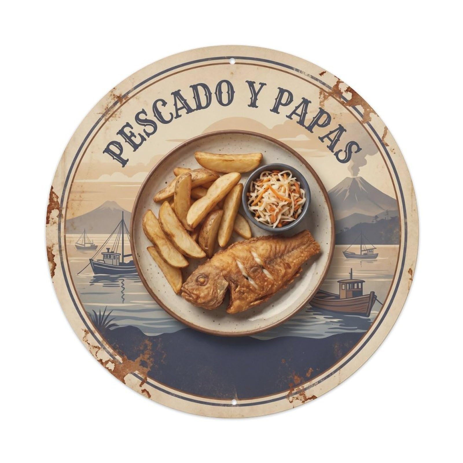 El Salvador Seafood Chips Classic Seaside Food Metal Tin Sign