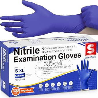 Schneider Medical Nitrile Exam Gloves, Powder & Latex Free, Darkblue