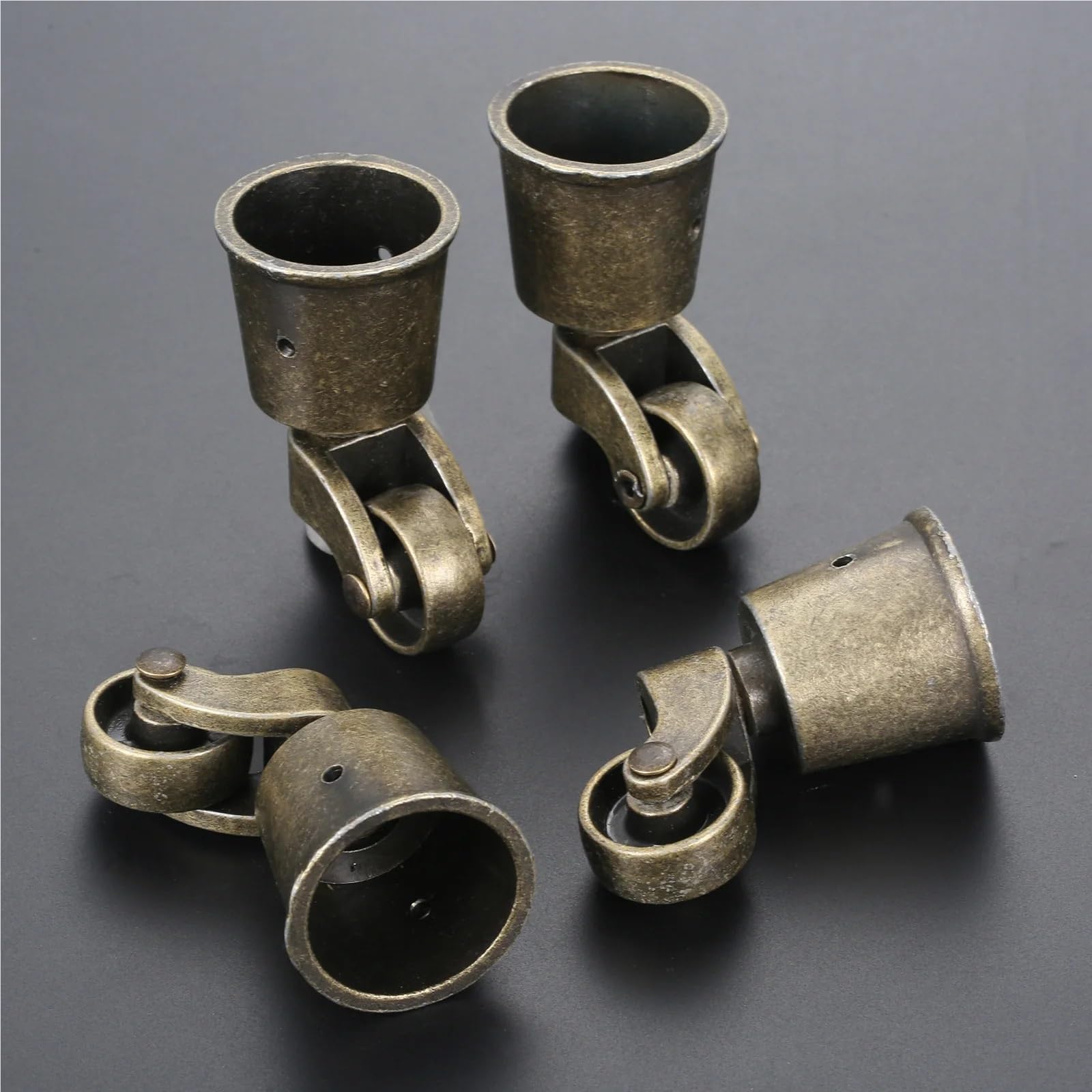 Roulettes rondes pivotantes en métal Vintage Bronze, 4 pièces, poulie universelle, chaise, canapé, armoire, roulettes pivotantes for meubles