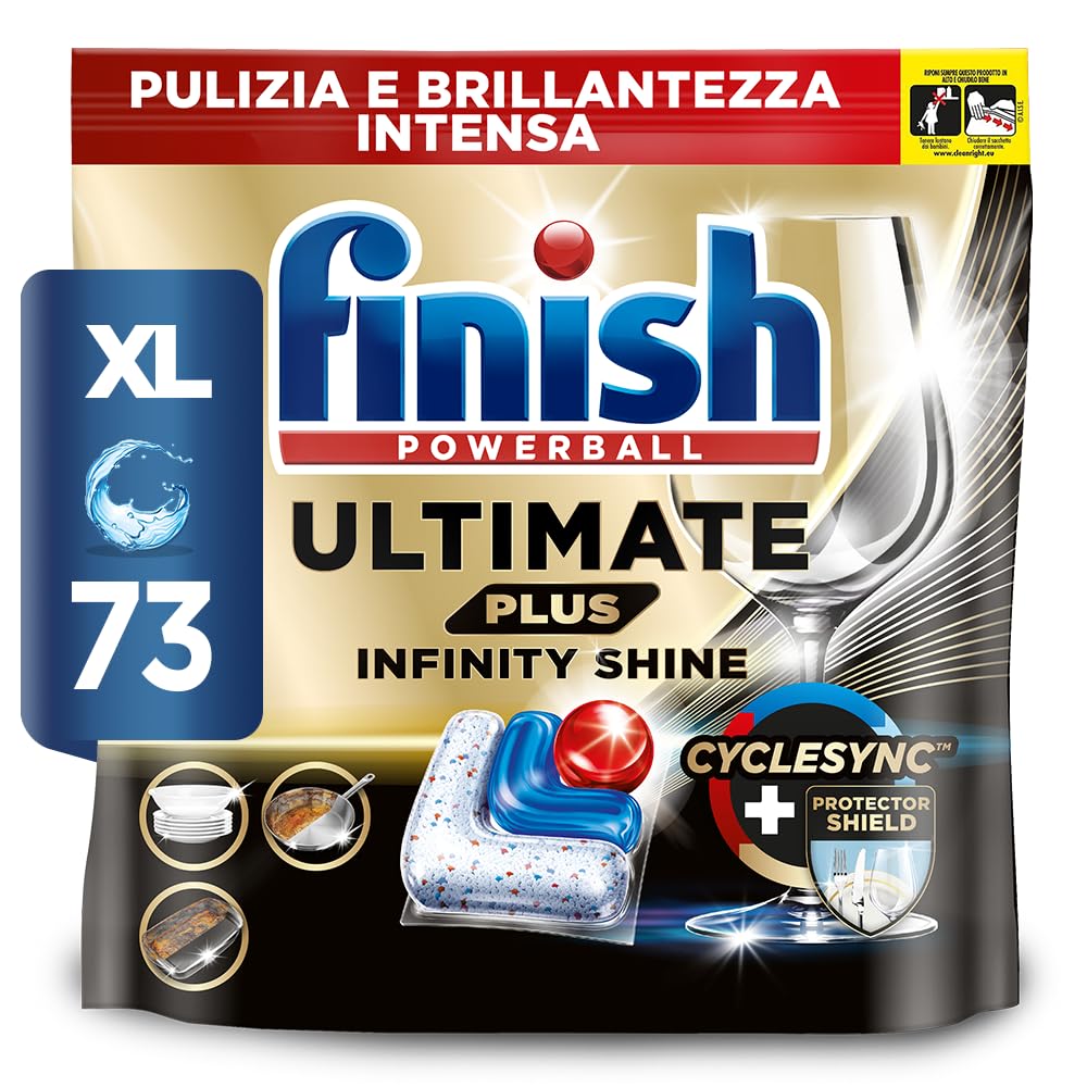 Finish Ultimate PLUS Infinity Shine Pastiglie Lavastoviglie, 292 Capsule, per Lavastoviglie con Scudo Protettivo contro lo Sporco e i Residui Incrostati