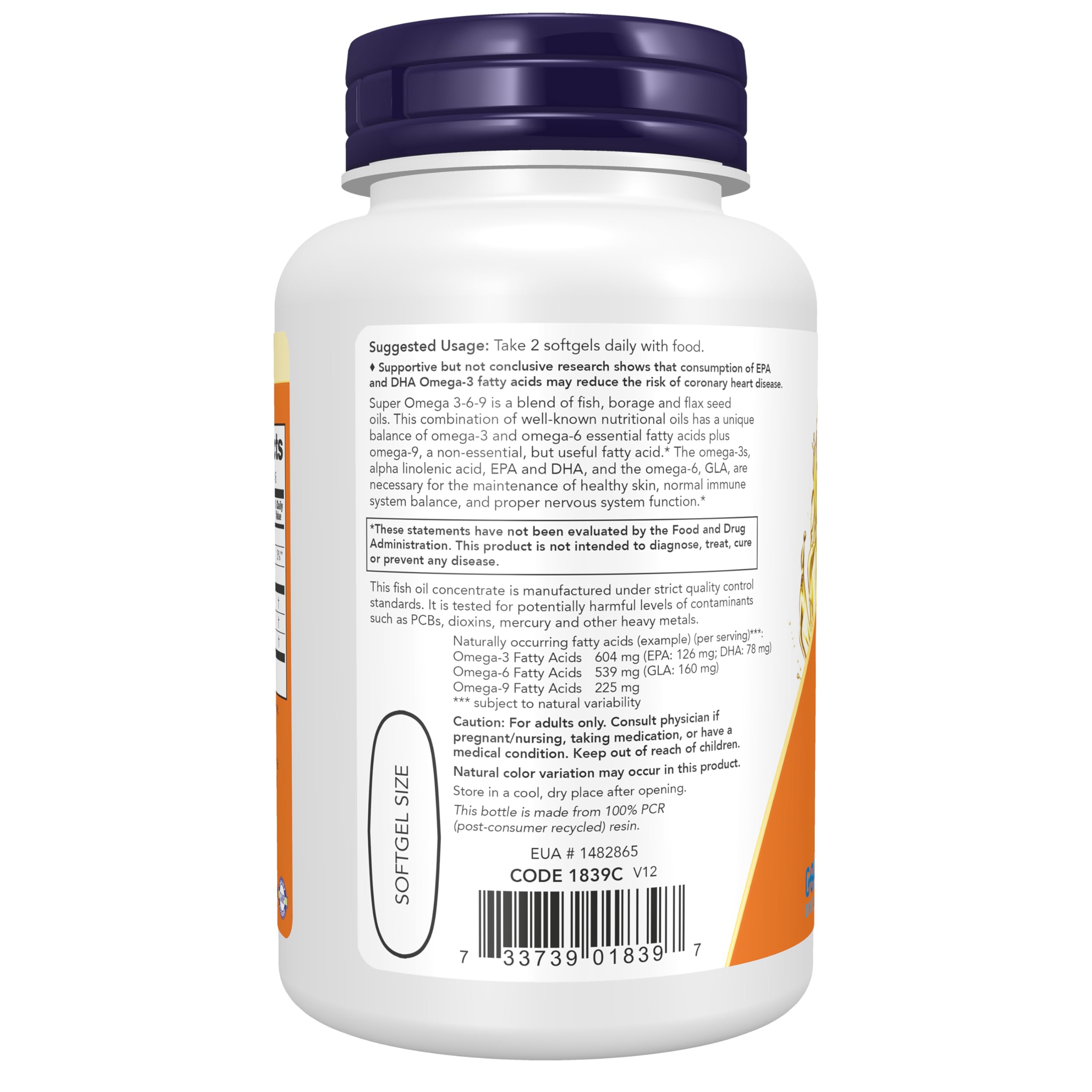 NOW Supplements, Super Omega 3-6-9 Oil Fish, Borage, Flax Seed, 90 Softgels — Amazon image 3