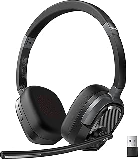 TECKNET V6.0 Bluetooth Headset with Microphone, Rechargeable Bluetooth Headphones with ENC Noise Cancelling, On-Ear Headph…