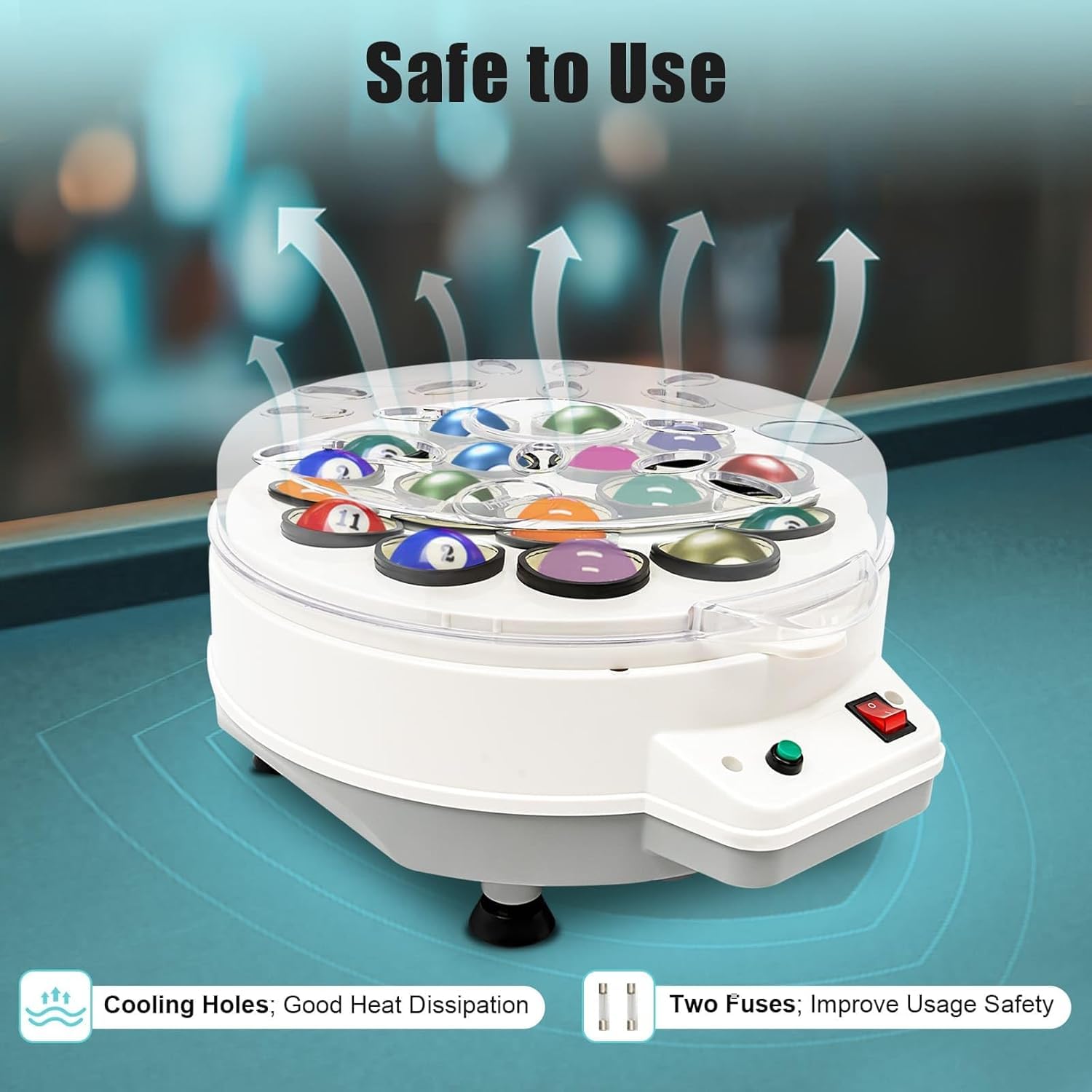 Elektrischer Poolkugelreiniger, 180 W, automatischer Billardpolierer für Snooker & Poolbälle, schnelle, effiziente Reinigungs- und Glanzmaschine, 16 Bälle Kapazität