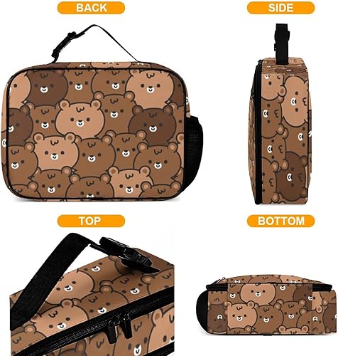Miniatura 4 de Muishi Lonchera reutilizable con bonito oso de peluche, bolsa térmica para almuerzo, lonchera para comida y alimentos, bolsa de mano para mujeres,