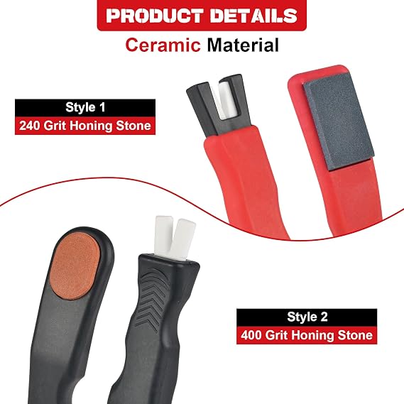 2 Packs Ceramic Ice Skates Sharpeners, Multi-function Ice Skate Edge Blade Sharpener Double-Sided with Sharpening Stone, V-Shaped Grinder Skate Sharpener Sharpening Tool Accessories for Hockey Skates