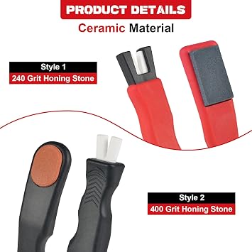 2 Packs Ceramic Ice Skates Sharpeners, Multi-function Ice Skate Edge Blade Sharpener Double-Sided with Sharpening Stone, V-Shaped Grinder Skate Sharpener Sharpening Tool Accessories for Hockey Skates