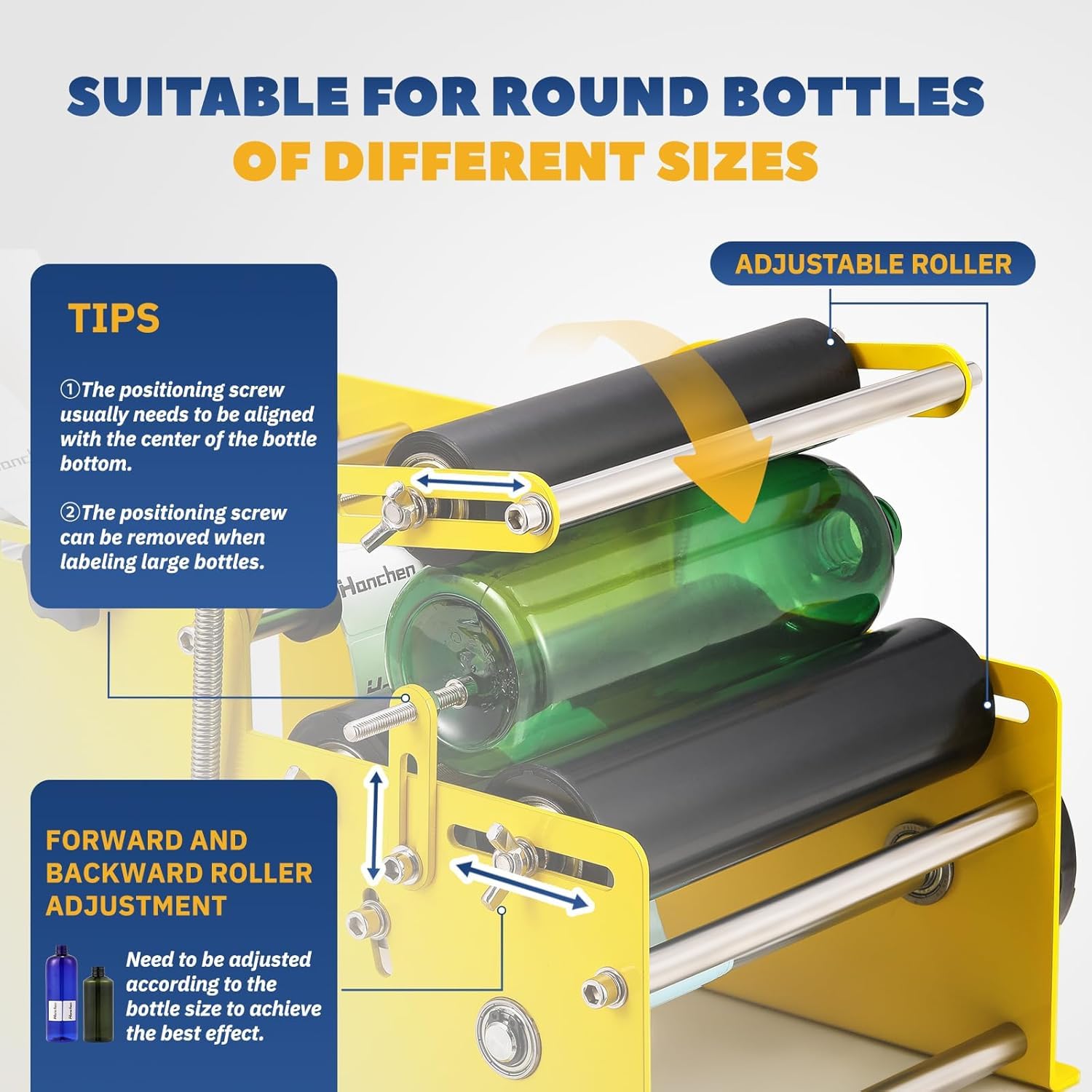 Hanchen Etichettatrice manuale per bottiglie rotonde Applicatrice di etichette con alta precisione e velocità, etichettatrice regolabile per bottiglie rotonde Cilindri Etichettatura senza sforzo (con