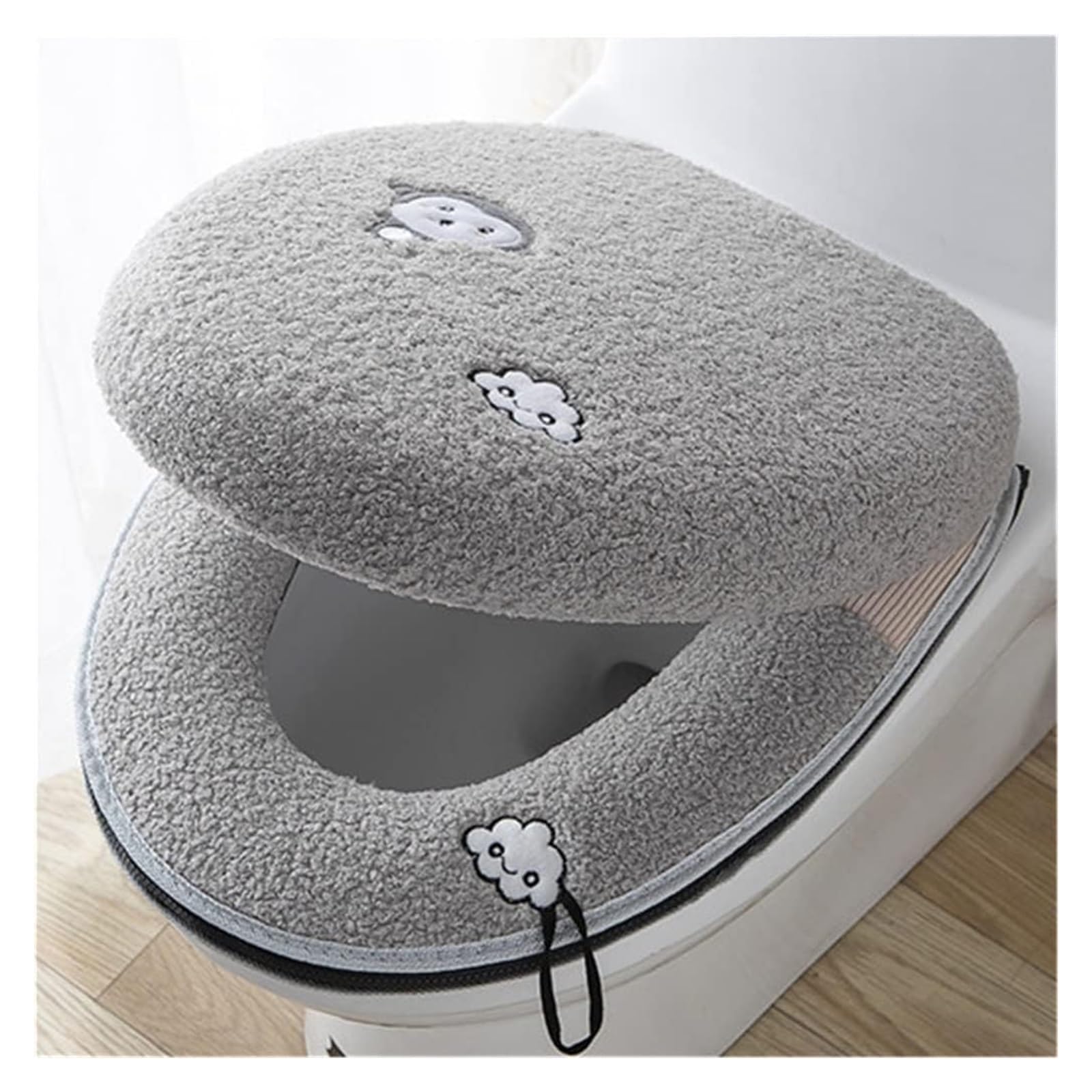 Kfgisd Grijs Cushionset Bathroom Universal 2-Piece Set/Cushion Cover + Cover ，Toilet Seat Covers(Grijs)