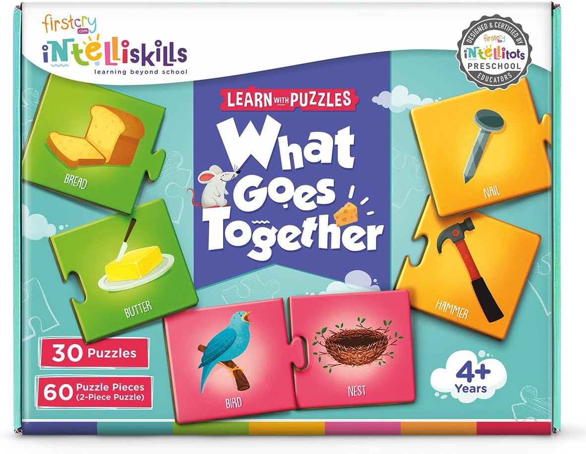Firstcry Intelliskills Intelliskills Premium 60 Pcs What Goes Together Jigsaw Puzzle For Kids|Fun Way To Learn Rhymes|Floor Puzzle For Children|Educational Toy|Gifts|Bis Certified|3+ Years