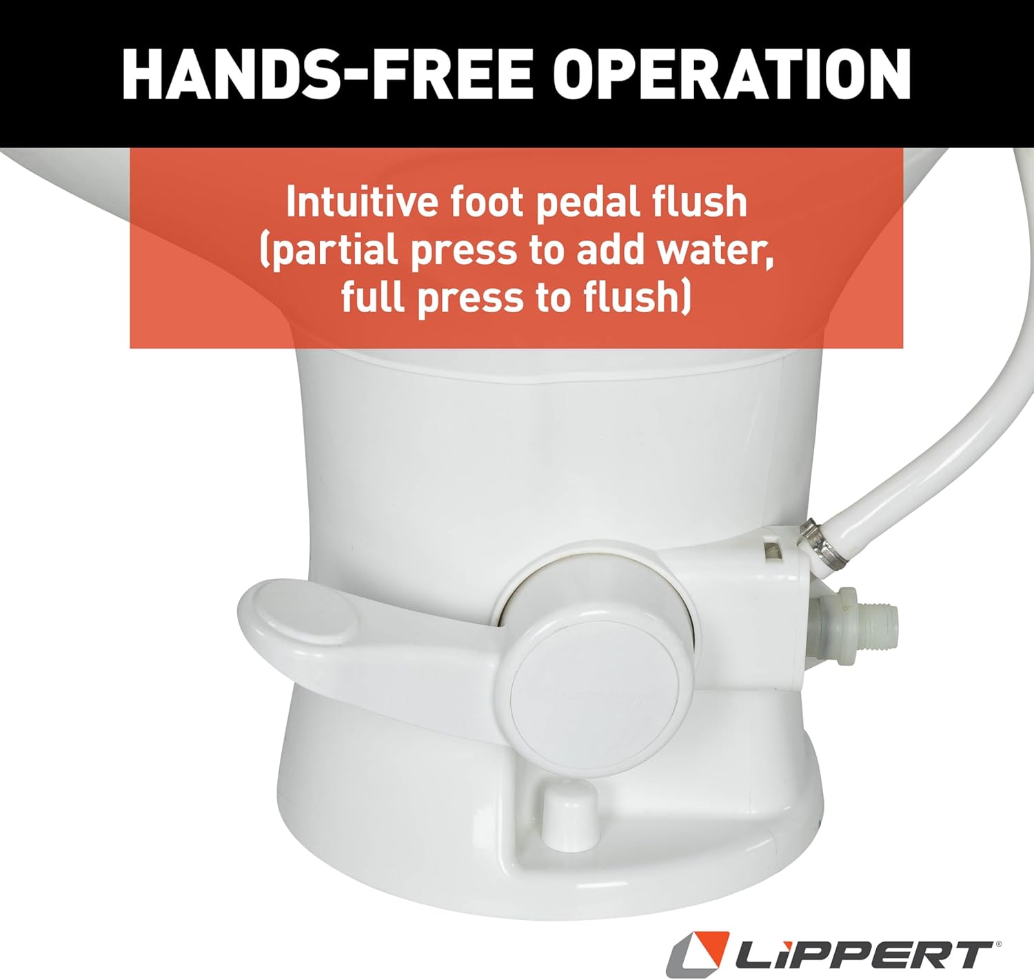 Flow Max White RV Camper Toilet with Round Plastic Bowl, 18" Standard Profile, Full-Size Residential Seat, Soft-Close Lid, Efficient Flush - 2024030310