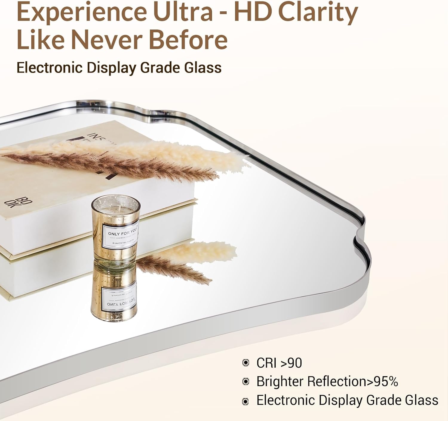 ANDY STAR Chrome Bathroom Mirror, 30x36 Inch Polished Chrome Mirror, Scalloped Bathroom Mirror with Stainless Steel Metal Frame, Rust-Proof Frame Deep 1’’