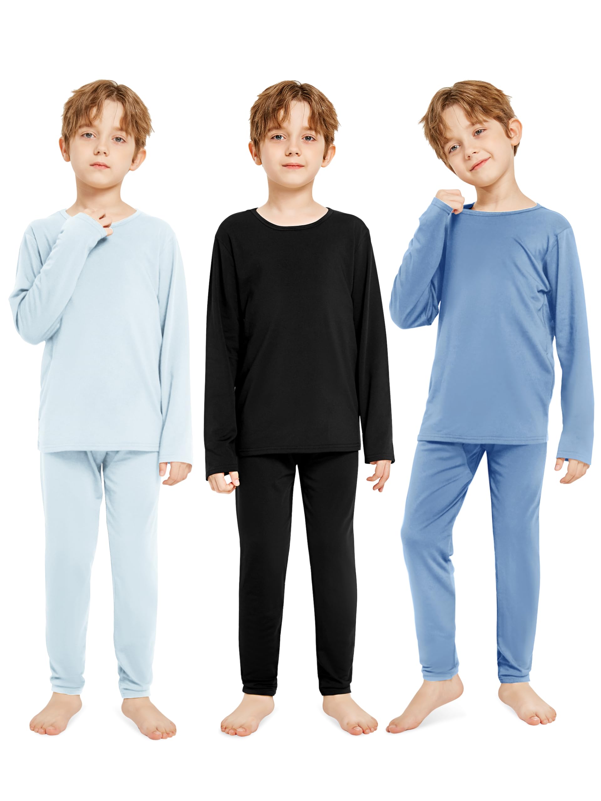Resinta Kids Boys Thermal Underwear Set - Fleece Lined Base Layers Top & Bottom Toddler Long Johns for Cold Winter