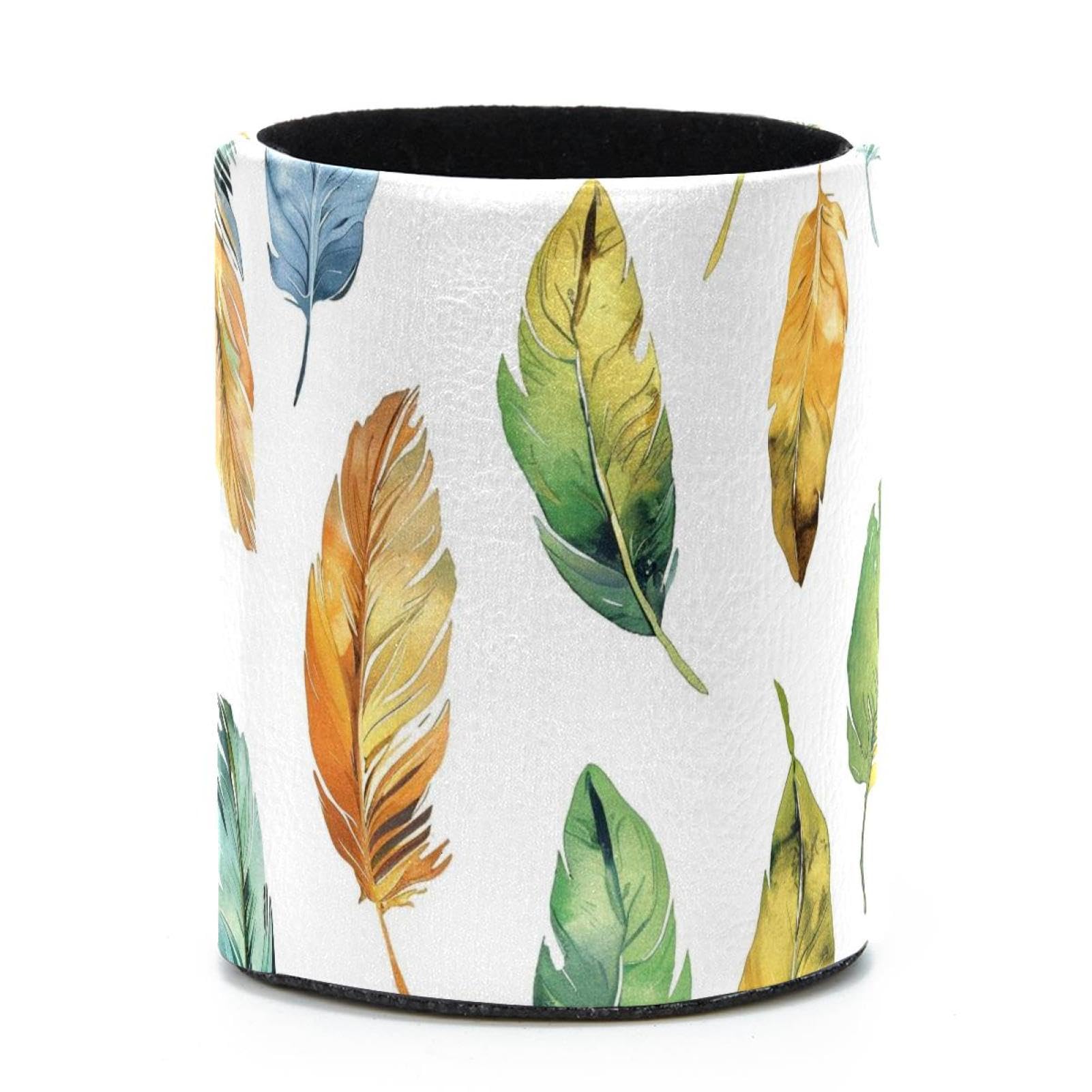 VAPOKF Round Pencil Holders for Desk, Feather Pen Holders Pen Pot Makeup Brushes Storage Desktop Stationery Supplies Organiser for Home Office